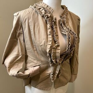 Anthropologie Ruffled Tan Jacket